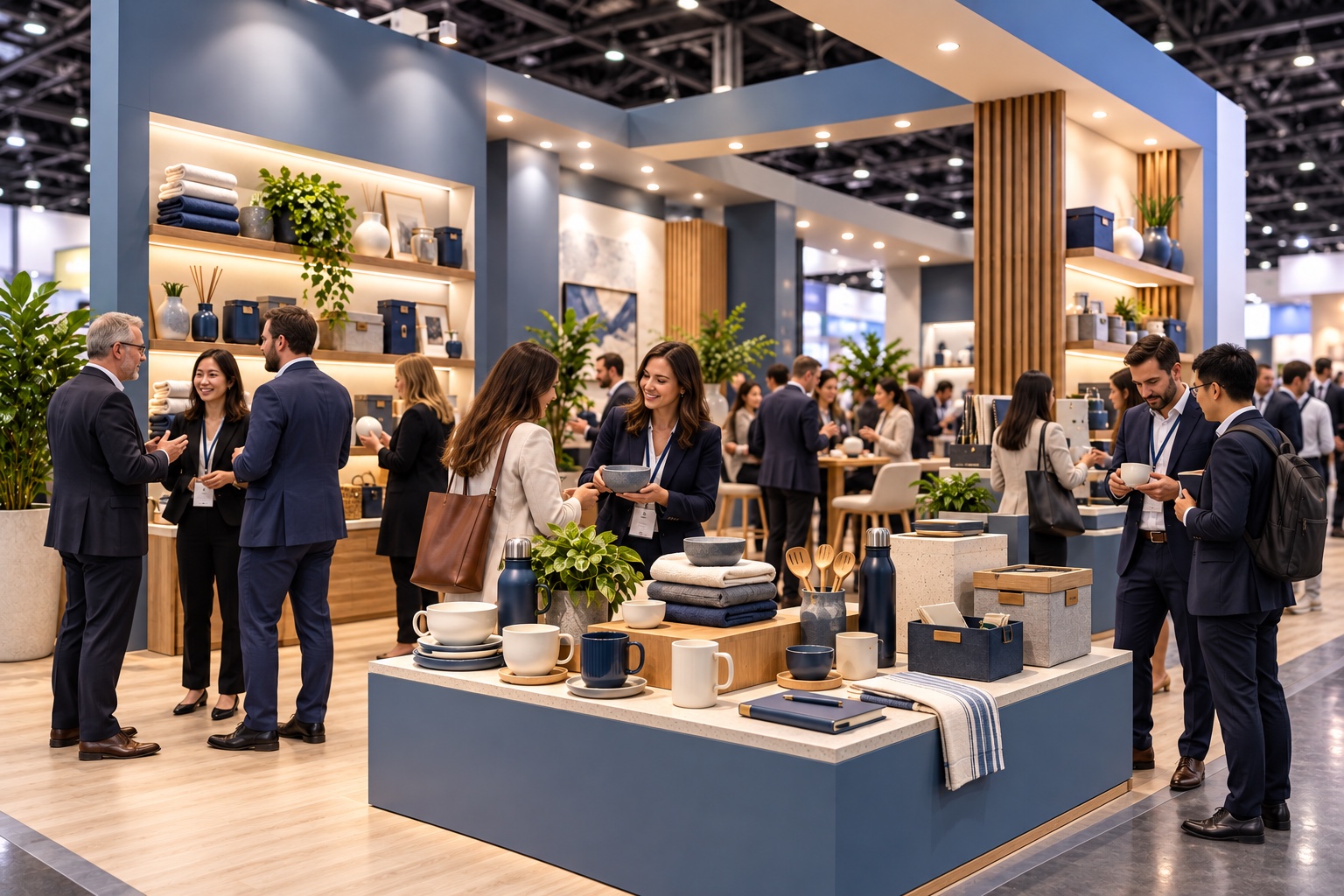 Artículos de mercancías generales en un espacio de exhibición